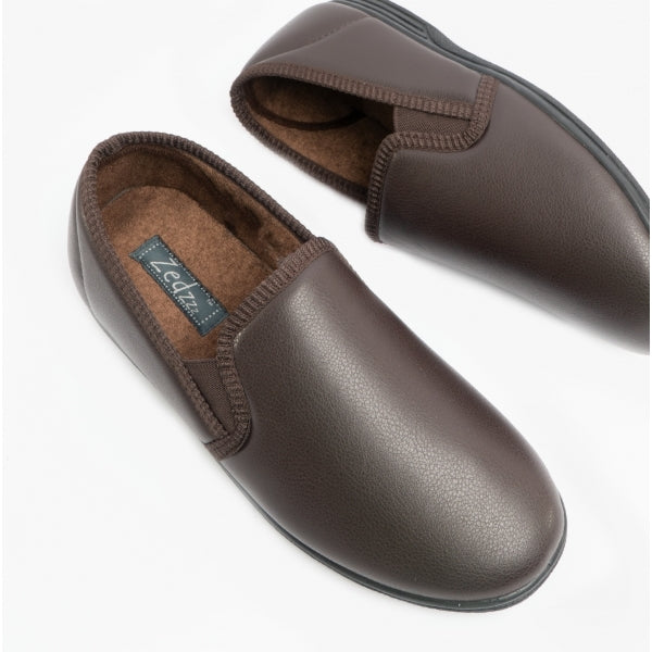 Zedzzz IVOR Mens Full Slippers Brown
