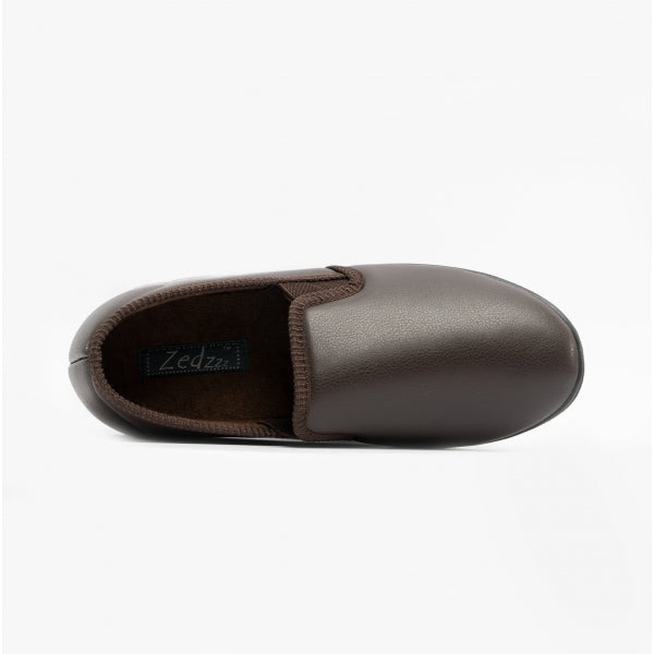 Zedzzz IVOR Mens Full Slippers Brown