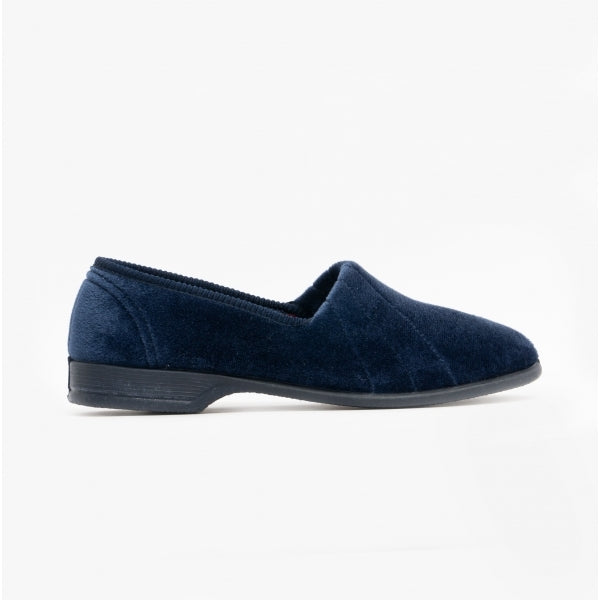 Sleepers AUDREY III Womens Full Wide Slippers Navy Blue