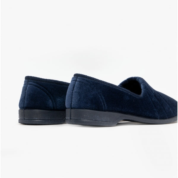 Sleepers AUDREY III Womens Full Wide Slippers Navy Blue
