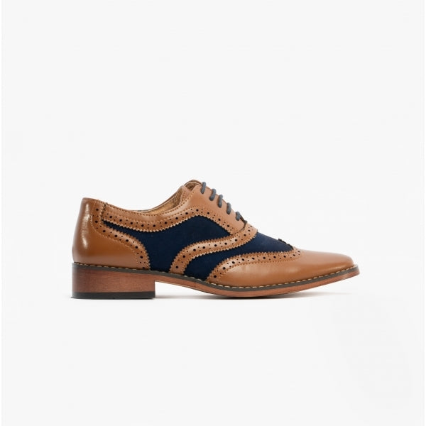 Goor DAVID JNR Boys Two Tone Brogues Tan/Navy