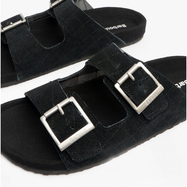 Barbour EDDIE Mens Suede Mule Slippers Black