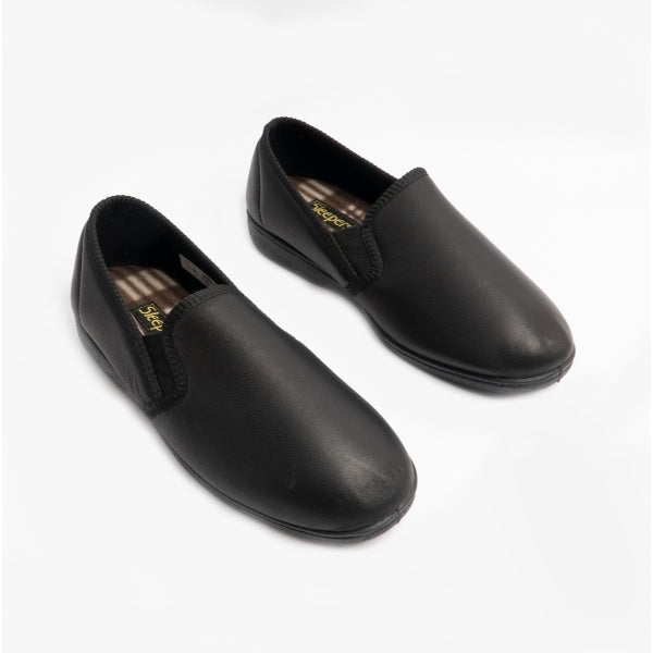 Sleepers HADLEY Mens Leather Slippers Black