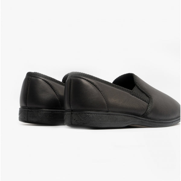 Sleepers HADLEY Mens Leather Slippers Black