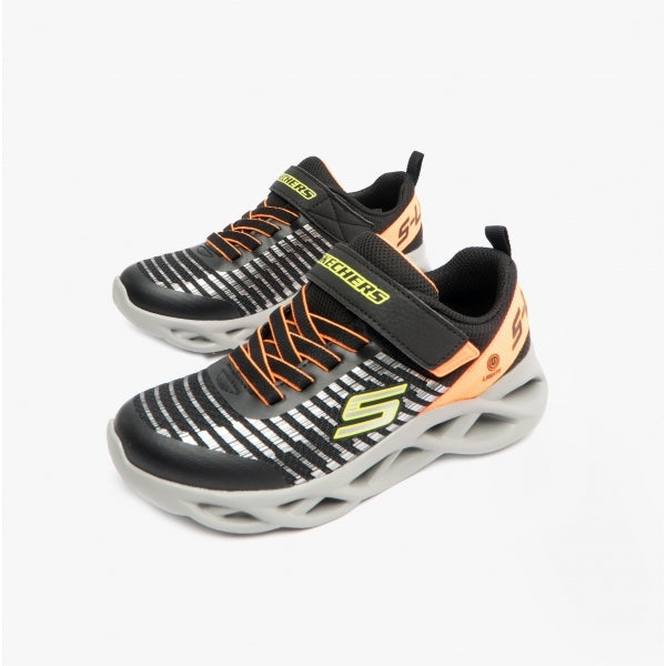 Skechers 401650L/BKOR TWISTY BRIGHTS - NOVLO Boys Trainers Black/Orange