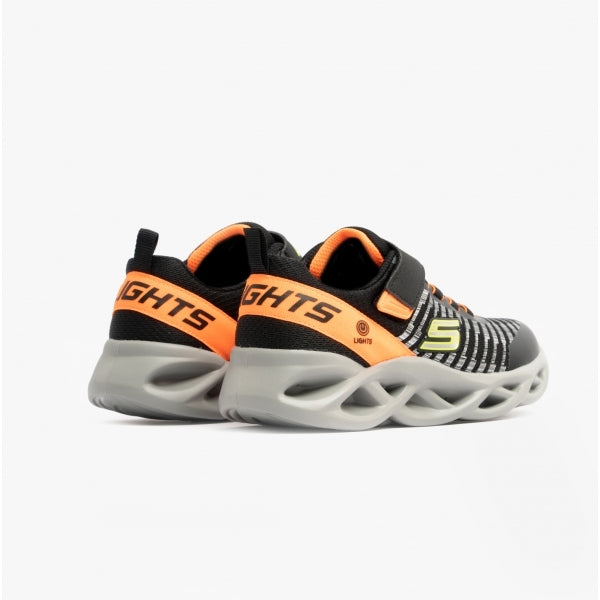Skechers 401650L/BKOR TWISTY BRIGHTS - NOVLO Boys Trainers Black/Orange