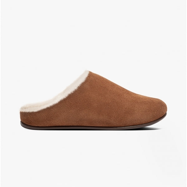 FitFlop CHRISSIE SHEARLING Womens Suede Mule Slippers Tumbled Tan