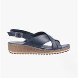 Hush Puppies ELENA Womens Leather Wedge Heel Sandals Navy