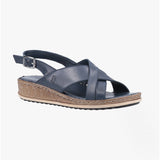 Hush Puppies ELENA Womens Leather Wedge Heel Sandals Navy