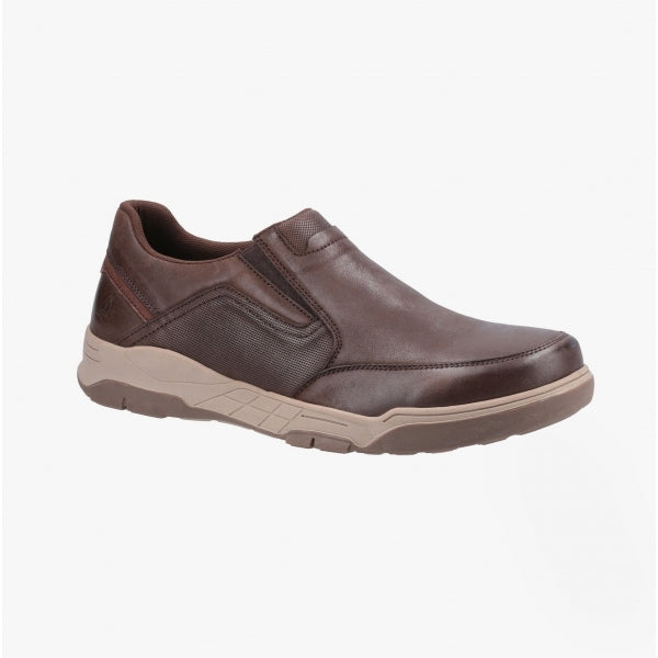 Hush Puppies FLETCHER Mens Leather Slip-On Shoes Brown