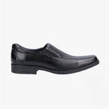 Hush Puppies BRODY Mens Leather Slip On Shoes Black