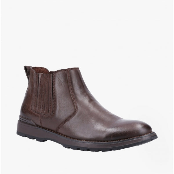 Hush Puppies GARY Mens Leather Chelsea Boots Brown