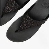 FitFlop LULU GLITTER Womens Toe Post Sandals Black Glitter
