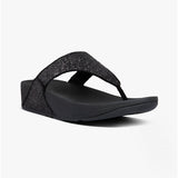 FitFlop LULU GLITTER Womens Toe Post Sandals Black Glitter