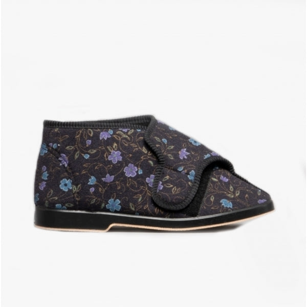 GBS BELLA Womens Extra Wide (E+) Boot Slippers Black