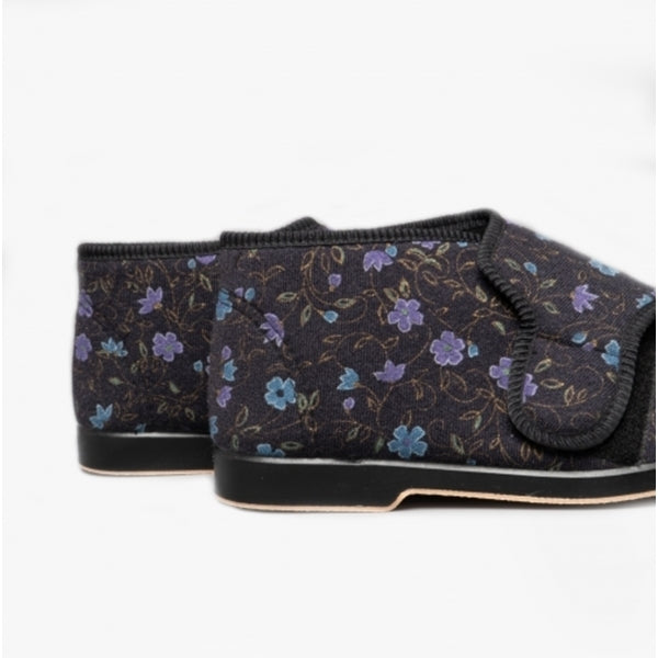 GBS BELLA Womens Extra Wide (E+) Boot Slippers Black