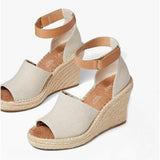 TOMS MARISOL Womens Fabric Wedge Sandals Natural