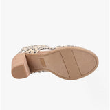 TOMS MAJORCA CUTOUT Womens Cotton Block Heel Sandals Natural