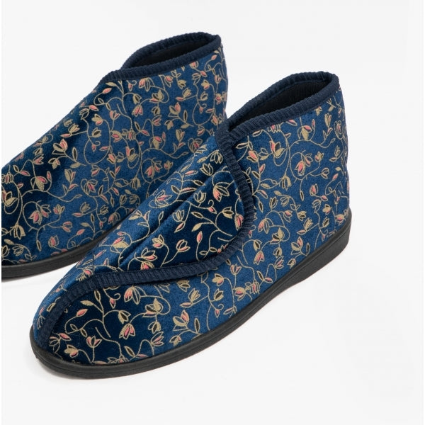 Zedzzz GERALDINE Womens Boot Slippers Navy