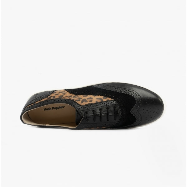 Hush Puppies TAMMY Womens Leather Brogue Trainers Light Brown