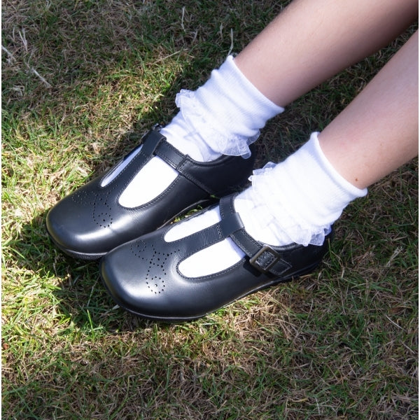 Hush Puppies ELIZA Girls Leather School Shoes Black