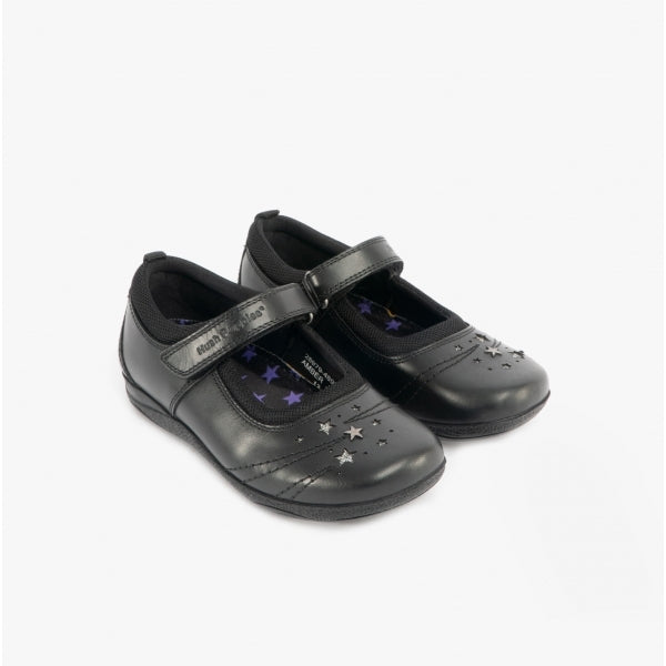 Hush Puppies AMBER JUNIOR Girls Leather School Shoes Black