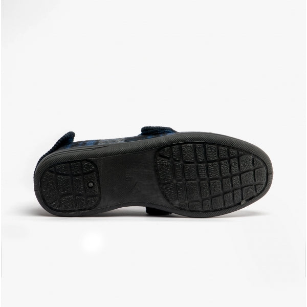 Jo & Joe BUXTON Mens Touch Fasten Slippers Navy/Grey