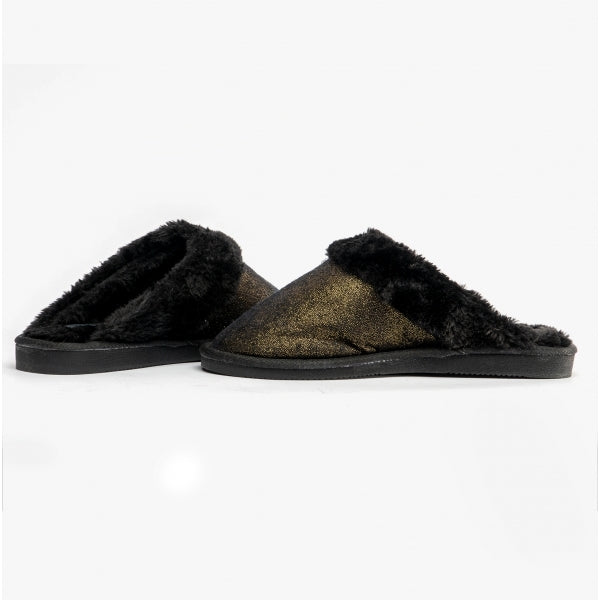 Jo & Joe SHIMMER Womens Mule Slippers Black