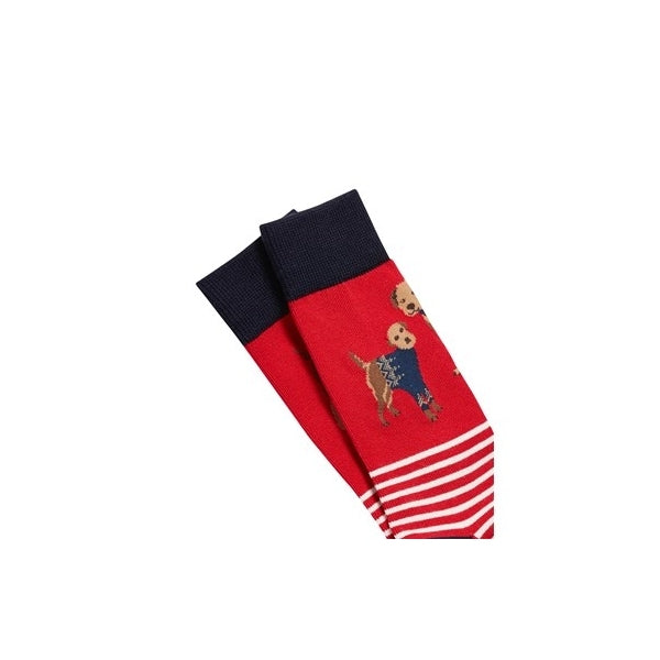 Joules EXCELLENT EVERYDAY SINGLE Womens Socks Red Dog: UK 4-8