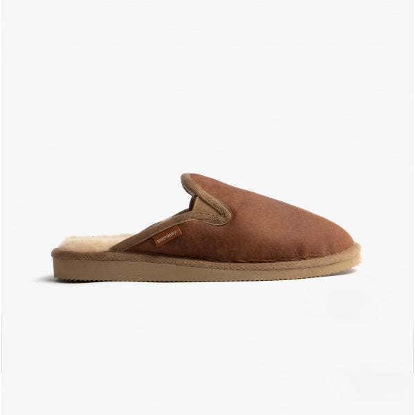 Shepherd ADAM Mens Sheepskin Mules Antique/Cognac
