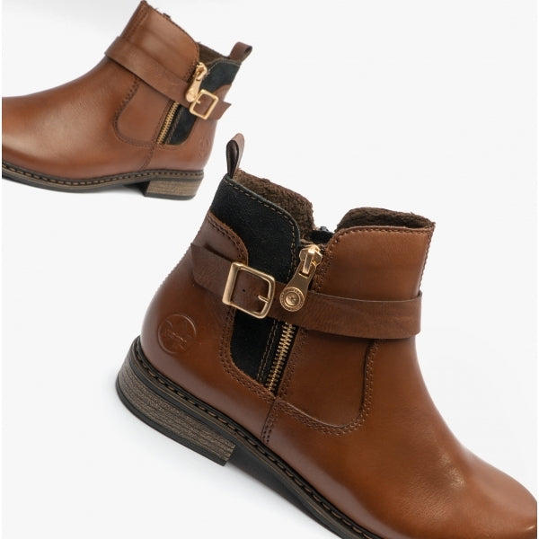 Rieker Z4959-22 Womens Leather Boots Chestnut