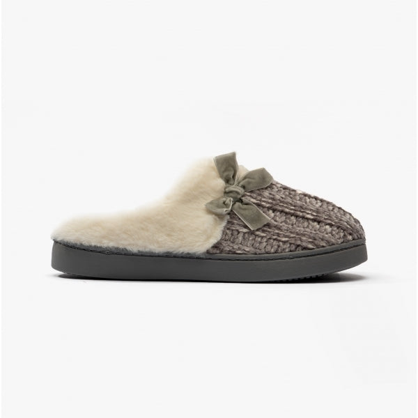 Jo & Joe AMBER Womens Knitted Mule Slippers Grey