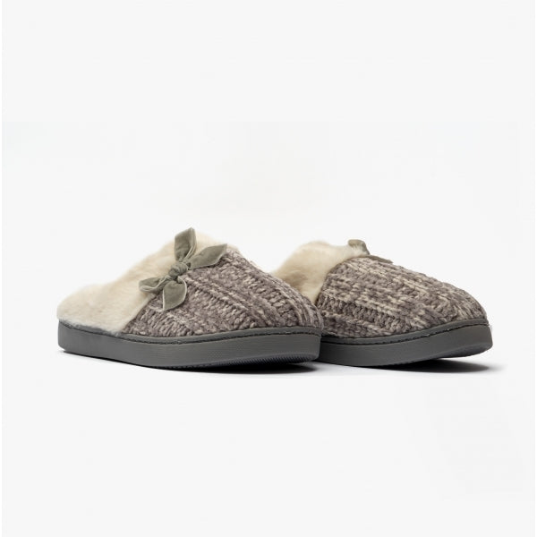 Jo & Joe AMBER Womens Knitted Mule Slippers Grey