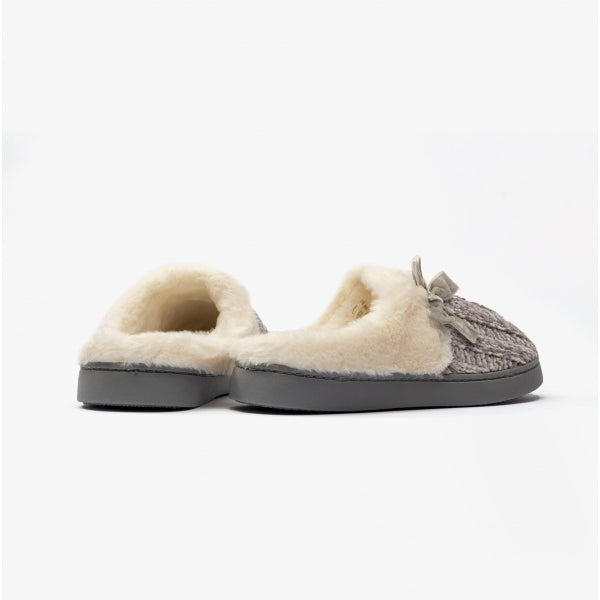 Jo & Joe AMBER Womens Knitted Mule Slippers Grey