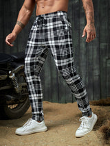 Manfinity Homme Men Plaid Print Drawstring Waist Trousers