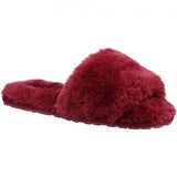 Hush Puppies PRUE Womens Faux Fur Slippers Bordeaux