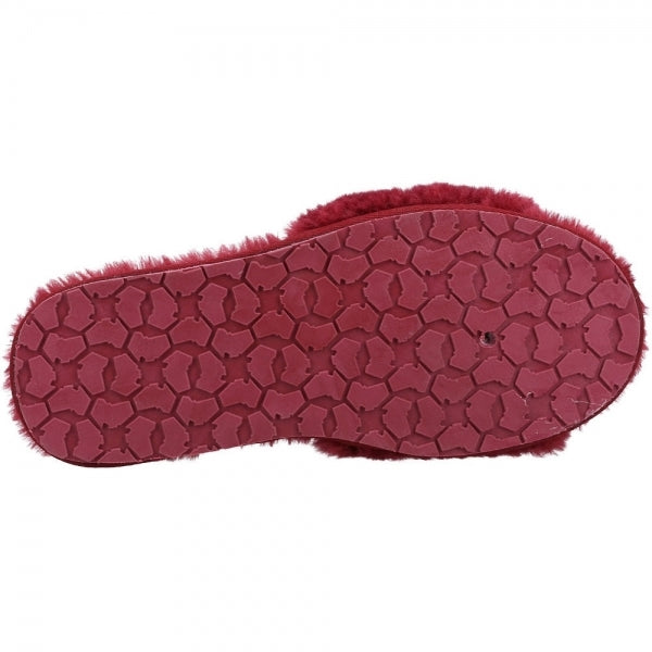 Hush Puppies PRUE Womens Faux Fur Slippers Bordeaux