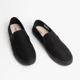 TOMS BAJA Mens Slip On Canvas Shoes Black on Black