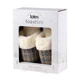 Totes Isotoner BRUSHED CHECK Womens Mule Slippers Grey