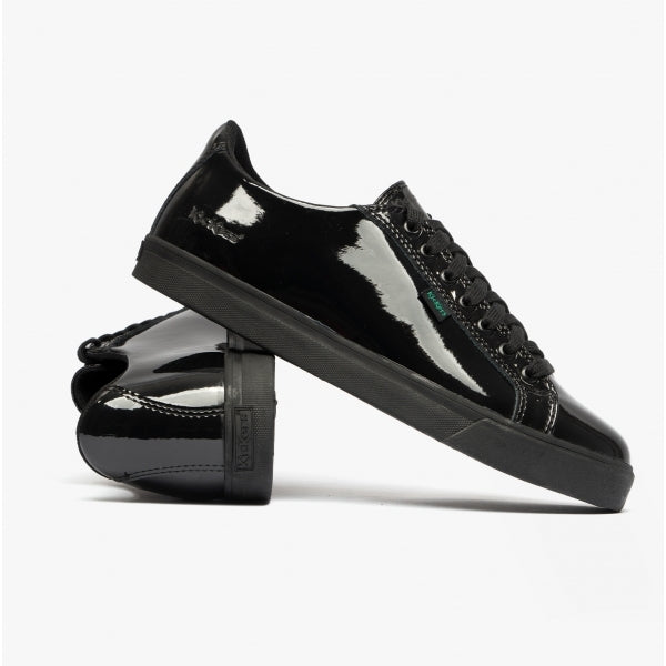 Kickers TOVNI LACER Teen Girls Patent Trainers Black