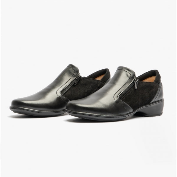 Comfortology ELARA Womens Leather Zip Shoes Black
