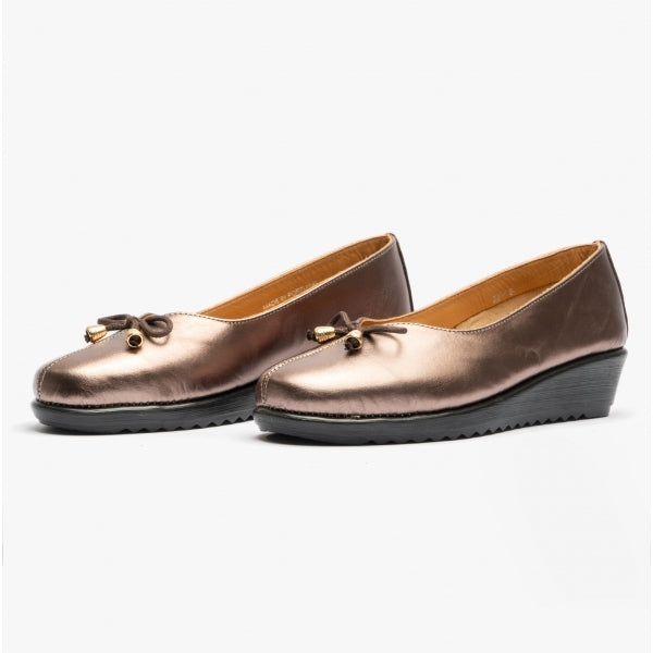 Comfortology DIONE Womens Leather Ballerina Shoes Bronze