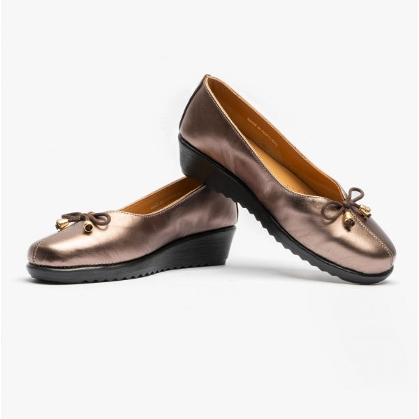 Comfortology DIONE Womens Leather Ballerina Shoes Bronze