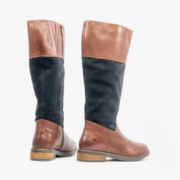 Hush Puppies KITTY Womens Leather Boots Brown/Navy