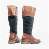 Hush Puppies KITTY Womens Leather Boots Brown/Navy