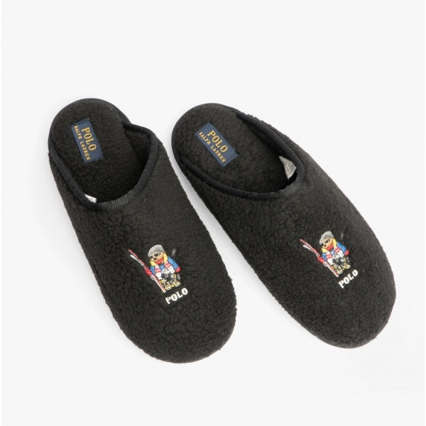 Polo Ralph Lauren KAYLEIGH SCUFF II BEAR Womens Mule Slippers Black