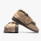 Padders HUSH Womens (2E Fit) Touch Fasten Boot Slippers Taupe Combi