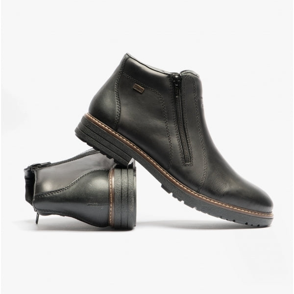Rieker 33160-00 Mens Double Zip Boots Black