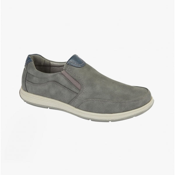 M353F Mens Twin Gusset Slip-On Shoes Grey