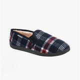 Dunlop MARTYN Mens Lined Textile Full Slippers Navy Check
